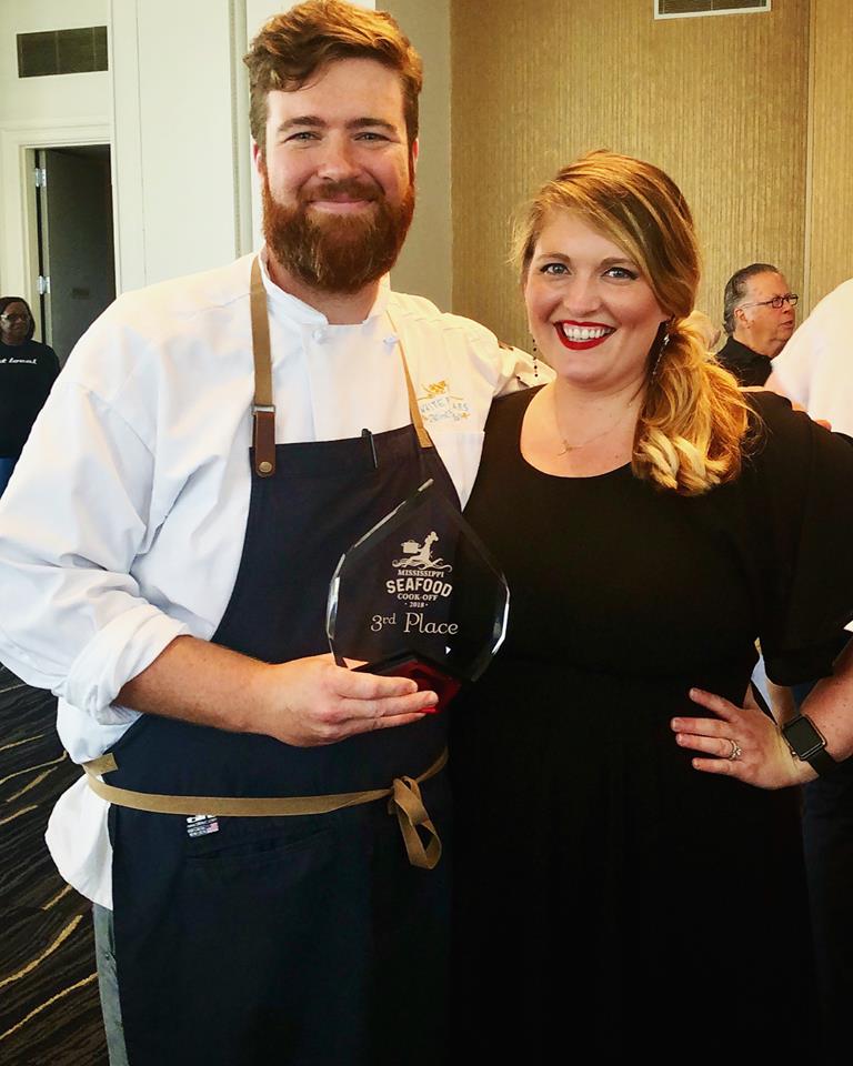 Chef Austin Sumrall won top prizes recently on in Jackon, Mississippi in a prestigious seafood cookoff contest.